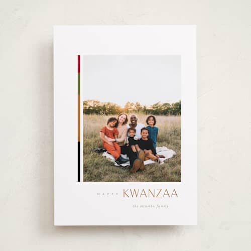 This is a powder kwanzaa cards with standard by Erin L. Wilson called minimalist printing on recycled smooth signature in standard