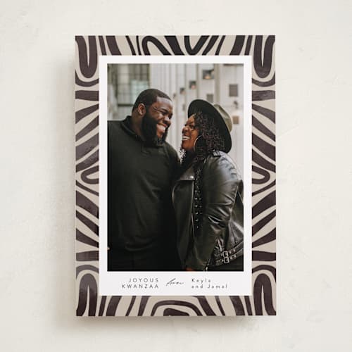 This is a ebony kwanzaa cards with standard by Tamara Hilje called savanna printing on recycled smooth signature in standard