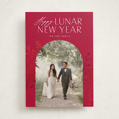 This is a cherry chinese new year cards with foil pressed by Nicoletta Savod called shining arch printing on recycled smooth signature in standard