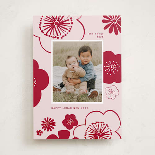 This is a blossom chinese new year cards with standard by Sumak Studio called lunar flowers printing on recycled smooth signature in standard