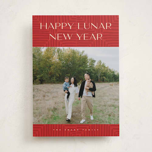 This is a apple chinese new year cards with standard by Pixel and Hank called lunar printing on recycled smooth signature in standard