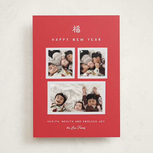 This is a firecracker chinese new year cards with standard by Ani Somi called new year luck printing on recycled smooth signature in standard