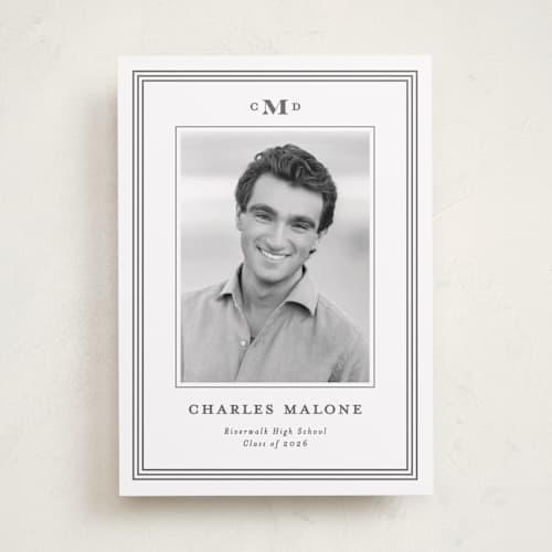 This is a steel graduation announcements with standard by Creo Study called timeless impressions printing on recycled smooth signature in standard