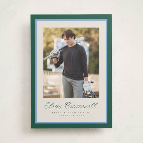 This is a forest graduation announcements with standard by Pati Cascino called duo colors printing on recycled smooth signature in standard