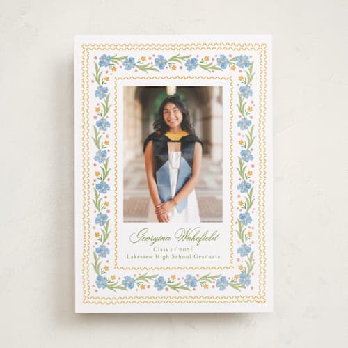 This is a sky graduation announcements with standard by Melanie Kosuge called blooming printing on recycled smooth signature in standard