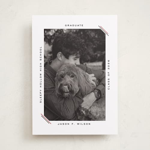 This is a coal graduation announcements with standard by Claudia Orengo called color stripes printing on recycled smooth signature in standard