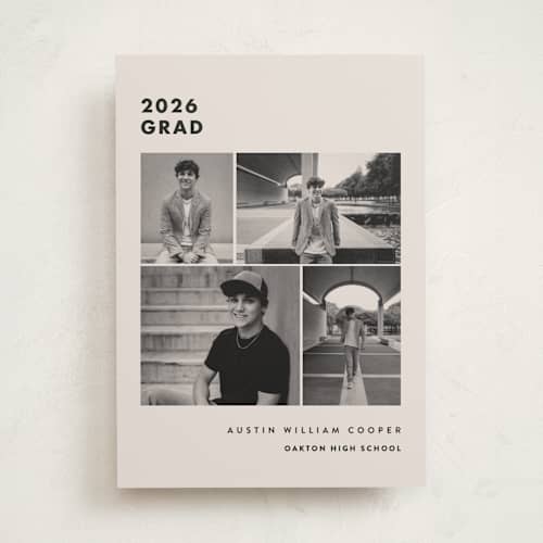 This is a sandstone graduation announcements with standard by Olivia Raufman called fourth quarter printing on recycled smooth signature in standard