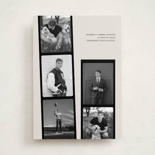 This is a shadow graduation announcements with standard by taylorVdesign called highlight reel printing on recycled smooth signature in standard