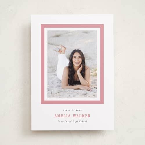 This is a peony graduation announcements with standard by Sara Hicks Malone called charm printing on recycled smooth signature in standard