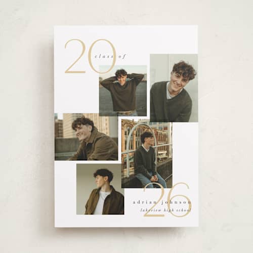 This is a marigold graduation announcements with standard by Carolyn Nicks called chic five printing on recycled smooth signature in standard