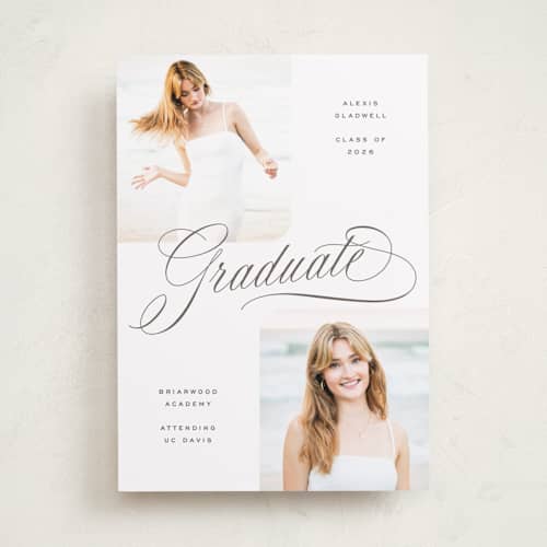 This is a cloud graduation announcements with standard by Hooray Creative called ebb and flow printing on recycled smooth signature in standard