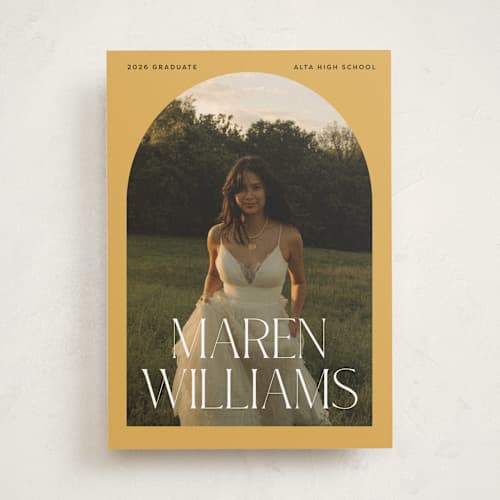 This is a sunshine graduation announcements with standard by Robert and Stella called in vogue printing on recycled smooth signature in standard