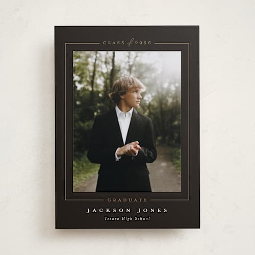 This is a truffle graduation announcements with standard by Joanna Griffin called straight arrow printing on recycled smooth signature in standard