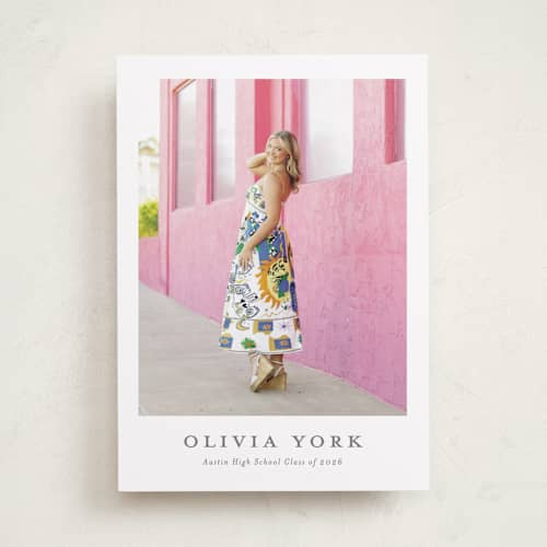 This is a snow graduation announcements with standard by Sarah Curry called archive printing on recycled smooth signature in standard