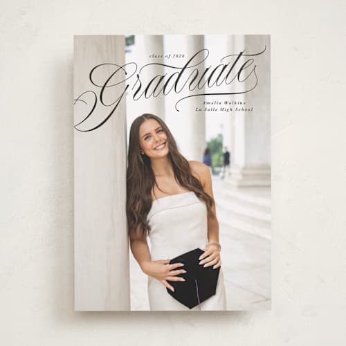This is a ink graduation announcements with standard by Tamara Hilje called nostalgia printing on recycled smooth signature in standard
