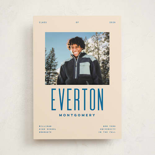 This is a bluebird graduation announcements with standard by Owl and Toad called billboard printing on recycled smooth signature in standard