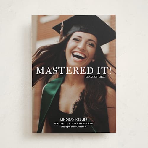 This is a snow graduation announcements with standard by Stacie Stankos called mastered it printing on recycled smooth signature in standard