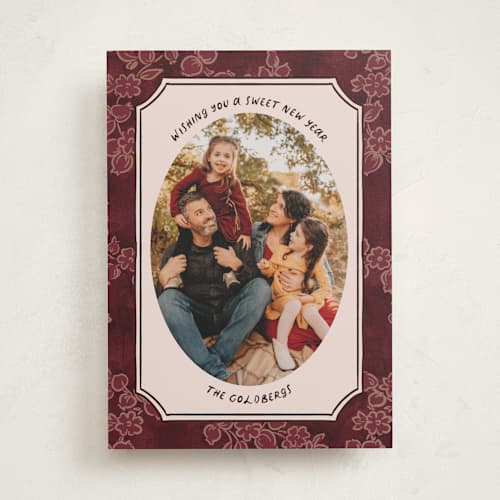 This is a pomegranate rosh hashanah cards with standard by Jenna Holcomb called pomegranate printing on recycled smooth signature in standard