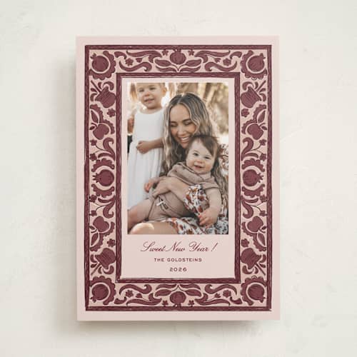This is a pomegranate rosh hashanah cards with standard by Pati Cascino called sweet year printing on recycled smooth signature in standard