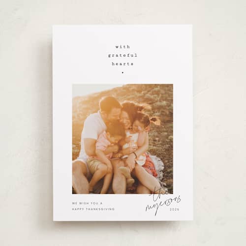 This is a ink thanksgiving cards invitations with standard by Blustery August called grateful hearts printing on recycled smooth signature in standard