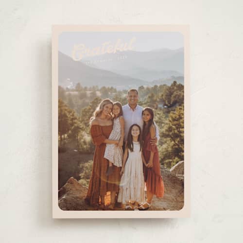 This is a buttercream thanksgiving cards invitations with standard by Morgan Kendall called vintage postcard printing on recycled smooth signature in standard