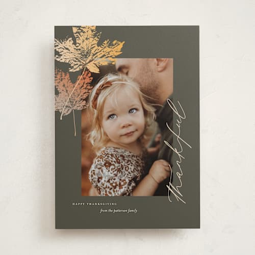 This is a ponderosa thanksgiving cards invitations with standard by Eric Clegg called falling leaves printing on recycled smooth signature in standard