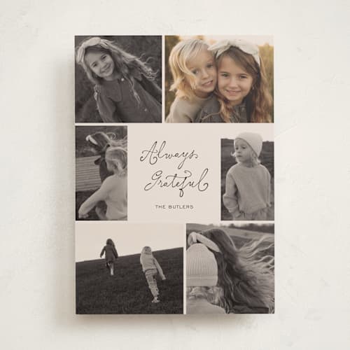 This is a buttercream thanksgiving cards invitations with standard by Ani Somi called every moment printing on recycled smooth signature in standard