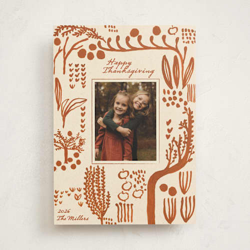 This is a orchard thanksgiving cards invitations with standard by Sumak Studio called autumn orchard printing on recycled smooth signature in standard