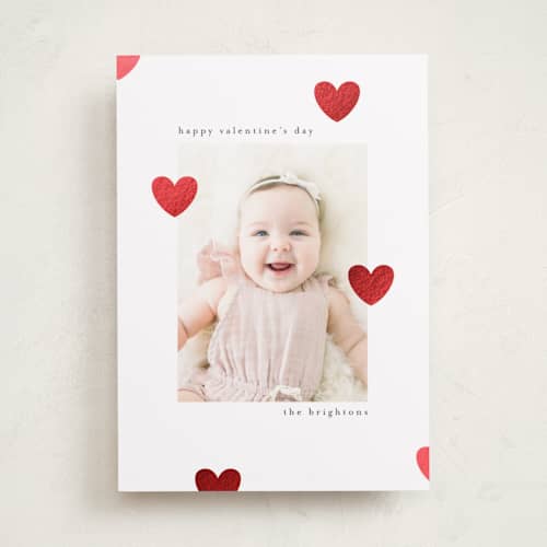 This is a rose foil stamped valentine cards with foil pressed by Iveta Angelova called cute hearts printing on recycled smooth signature in standard