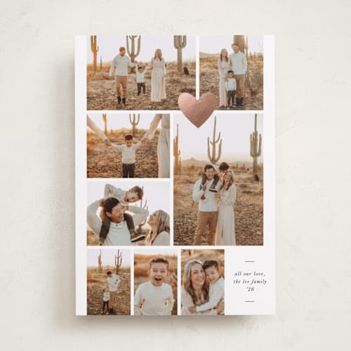 This is a chiffon foil stamped valentine cards with foil pressed by Blustery August called stamped heart printing on recycled smooth signature in standard