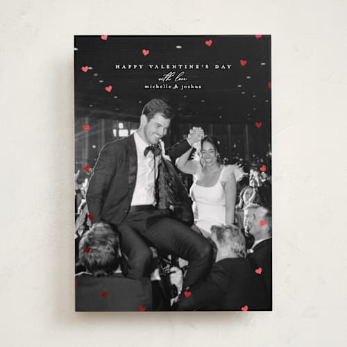 This is a pearl foil stamped valentine cards with foil pressed by Heather Schertzer called loads of love printing on recycled smooth signature in standard