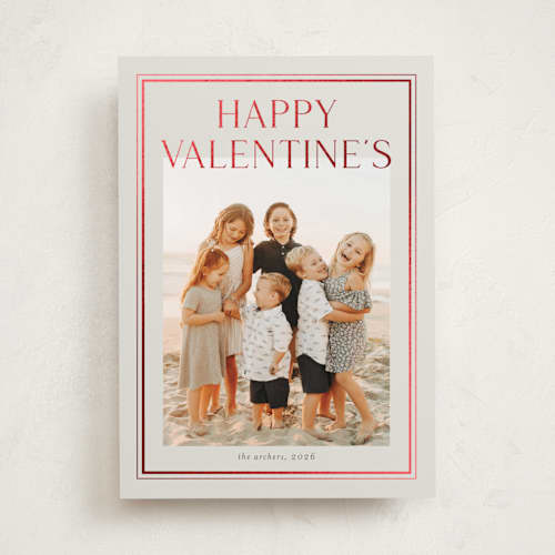 This is a vanilla foil stamped valentine cards with foil pressed by Stacey Meacham called heritage frame printing on recycled smooth signature in standard