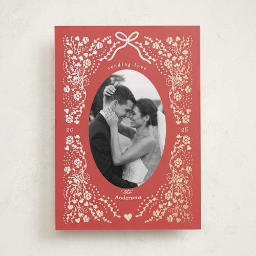 This is a lover foil stamped valentine cards with foil pressed by Jen Merli called love and lace printing on recycled smooth signature in standard