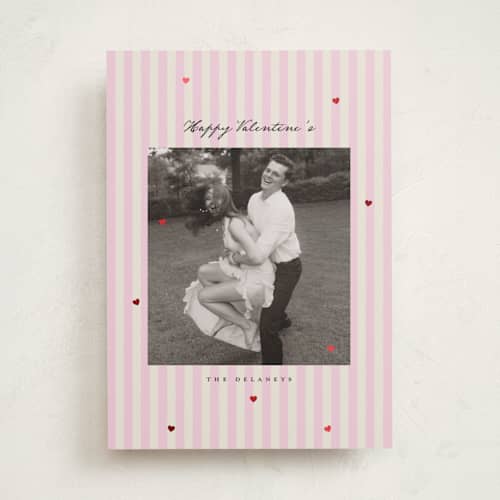 This is a rose foil stamped valentine cards with foil pressed by Catherine Culvenor called sweet and preppy printing on recycled smooth signature in standard