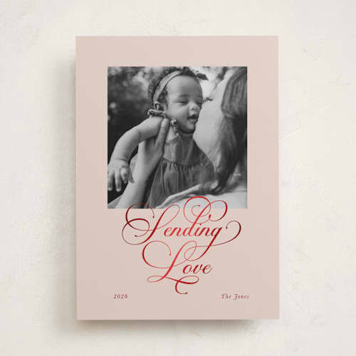 This is a carnation foil stamped valentine cards with foil pressed by Lori Wemple called sending our love printing on recycled smooth signature in standard