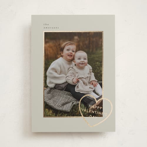 This is a sandstone foil stamped valentine cards with foil pressed by Deynaaz Daraei called pisak printing on recycled smooth signature in standard