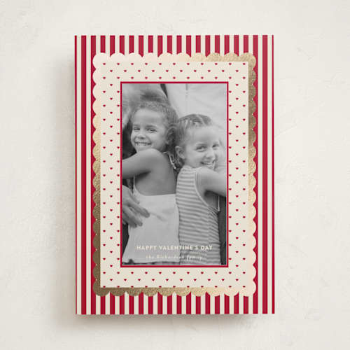 This is a cherry soda foil stamped valentine cards with foil pressed by Ashlee Townsend called pattern on pattern printing on recycled smooth signature in standard