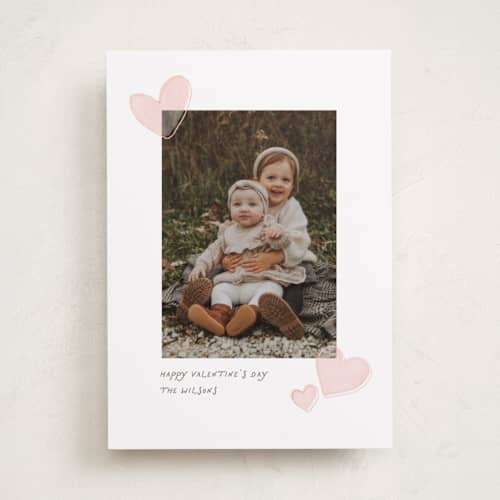 This is a winter rose foil stamped valentine cards with foil pressed by Creo Study called painterly hearts printing on recycled smooth signature in standard