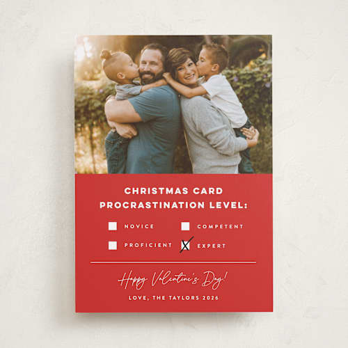 This is a poinsettia valentines day with standard by Erica Krystek called procrastination expert printing on recycled smooth signature in standard