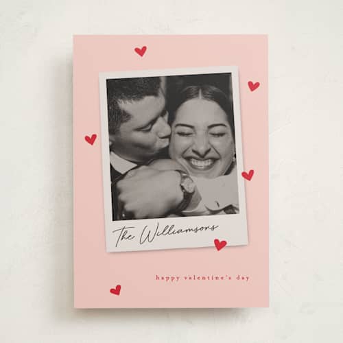 This is a blush valentines day with standard by Karidy Walker called confetti hearts snapshot printing on recycled smooth signature in standard