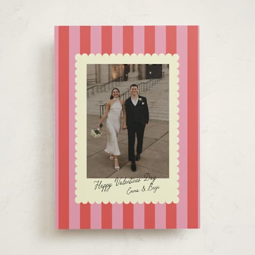 This is a raspberry valentines day with standard by Helena Vitto called nice stripes printing on recycled smooth signature in standard