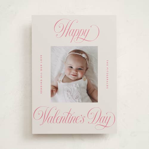 This is a blush valentines day with standard by Jackie Crawford called pretty script printing on recycled smooth signature in standard