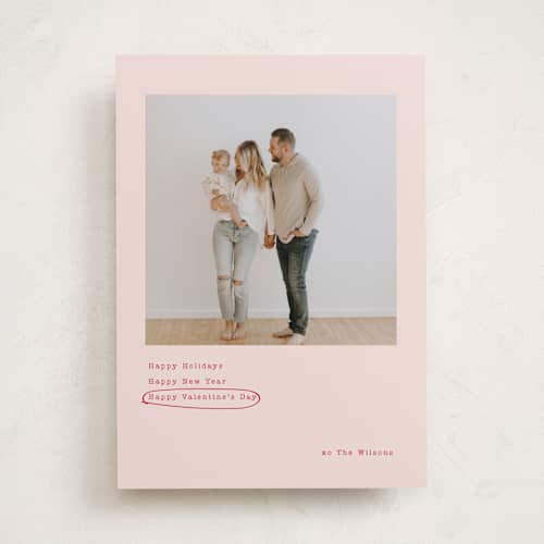 This is a blush valentines day with standard by Baumbirdy called always happy printing on recycled smooth signature in standard
