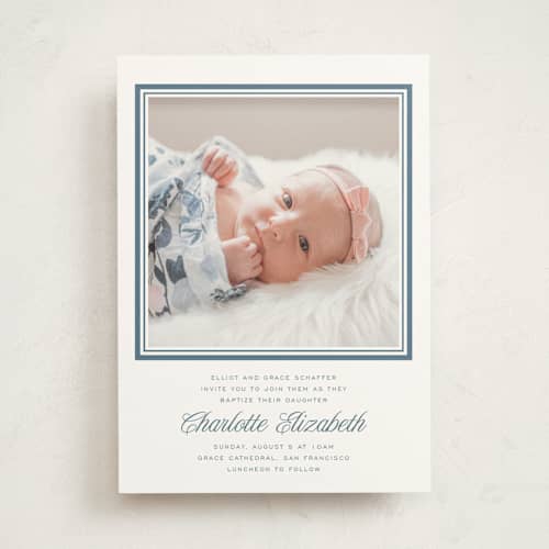 This is a carolina baptism and christening announcements with standard by Blustery August called lauren printing on signature in standard
