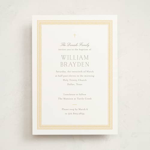 This is a melon baptism and christening announcements with standard by Megan Davis called savannah printing on signature in standard