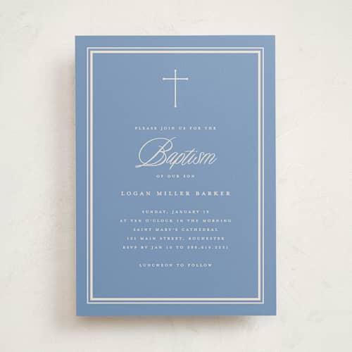This is a province baptism and christening announcements with standard by Stacey Meacham called classic blessings printing on signature in standard
