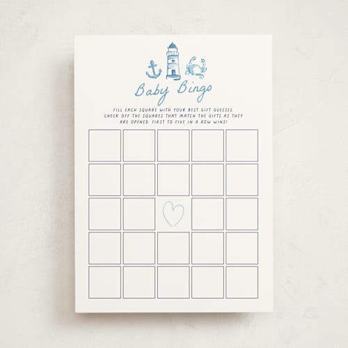 This is a ocean baby shower game activity cards with standard by Itsy Belle Studio called coastal baby printing on signature in standard