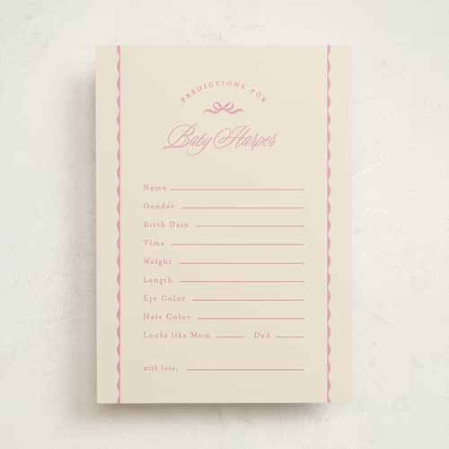 This is a taffy baby shower game activity cards with standard by Kristie Kern called la patisserie printing on signature in standard