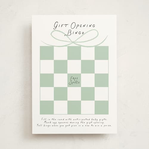 This is a earth baby shower game activity cards with standard by mo kelley called patterned giraffe printing on signature in standard
