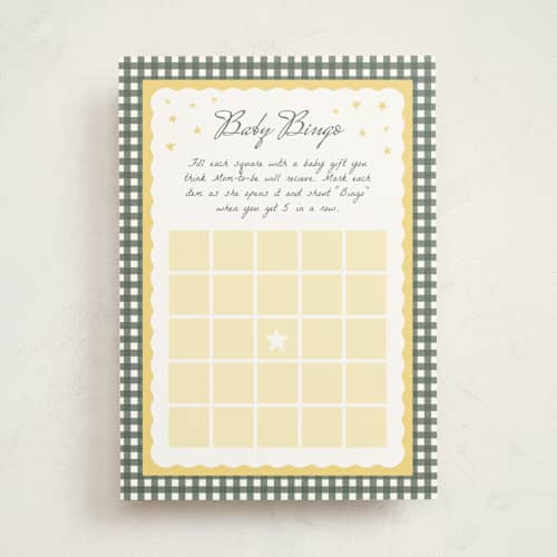This is a dandelion baby shower game cards with standard by Heather Schertzer called over the moon printing on signature in standard